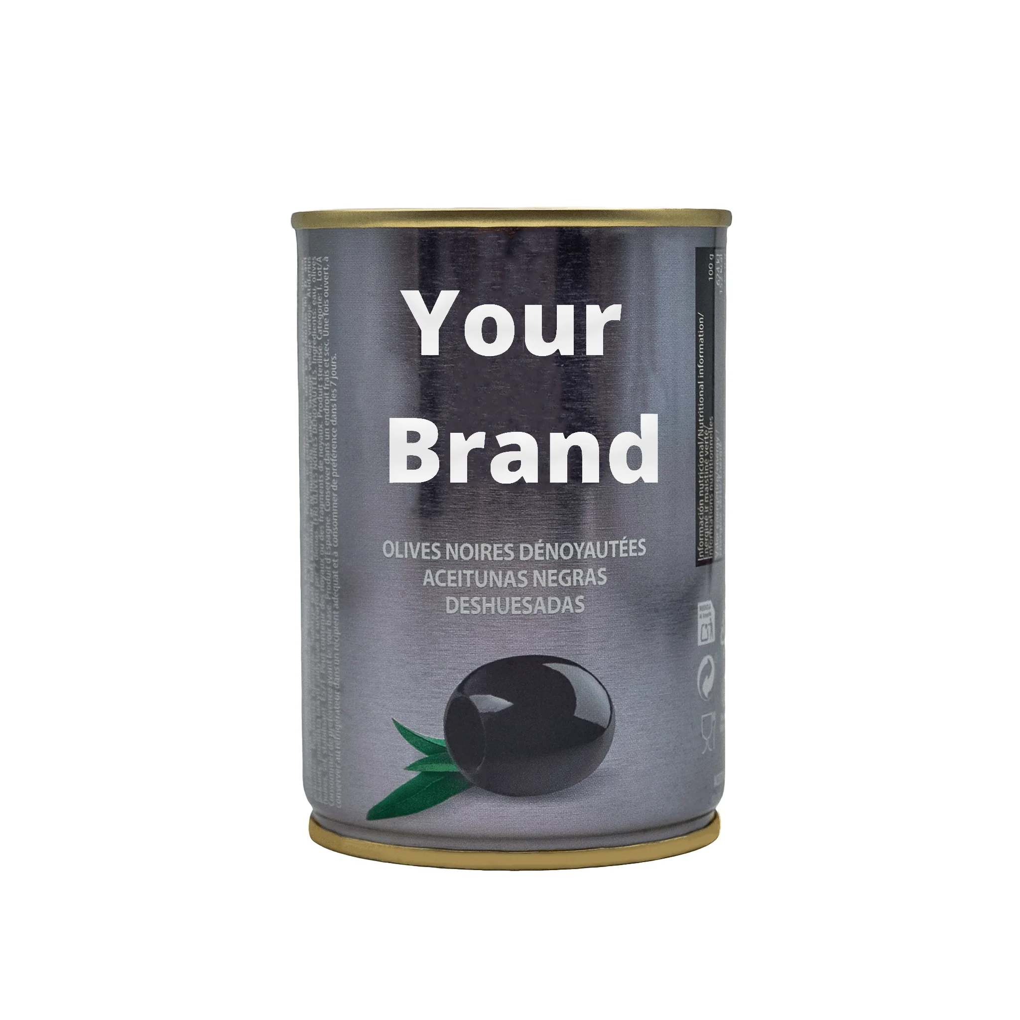 Лидер продаж, стерилизованные закуски марки Испании, 10 унций, частные марки, черные оливки в банках для персонализации