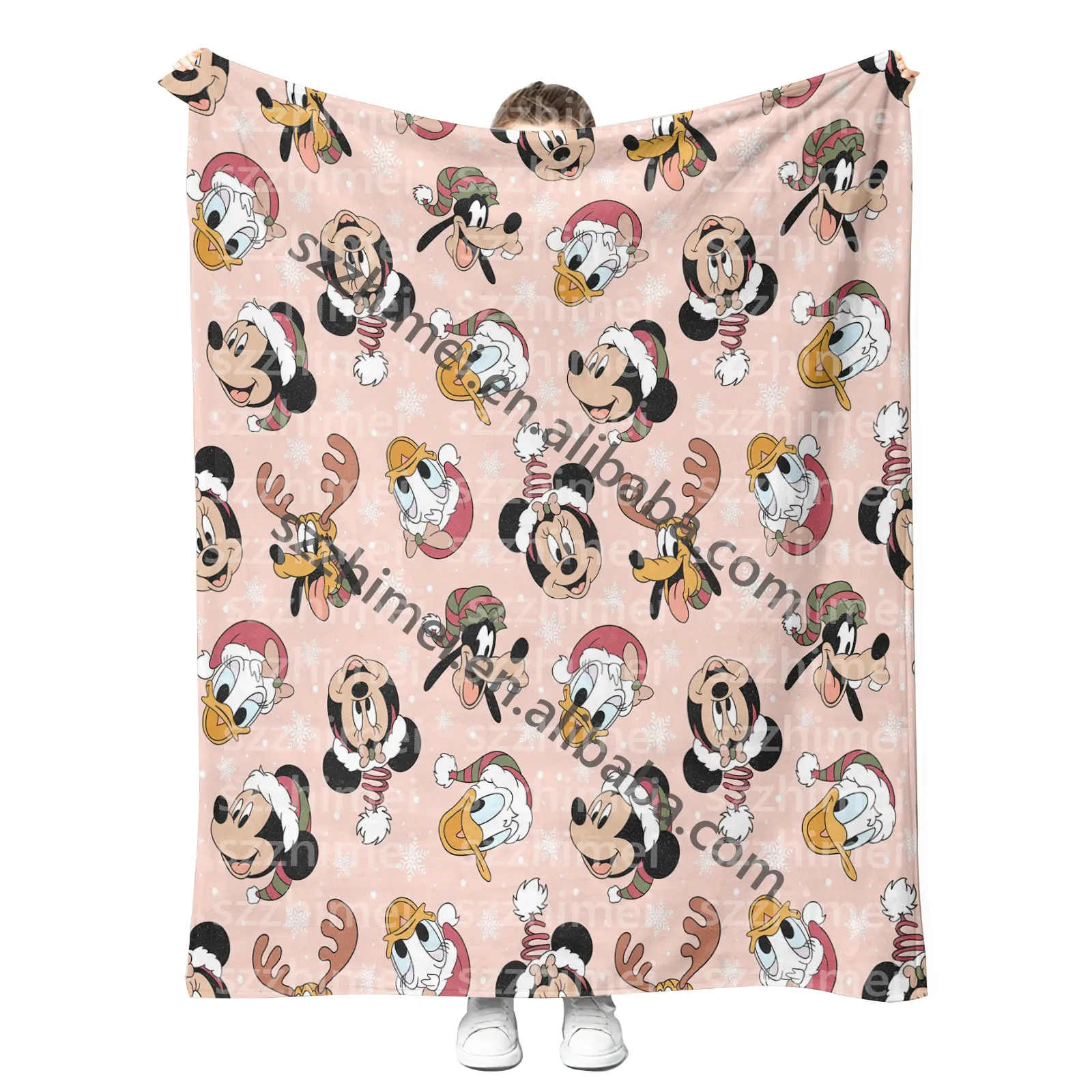 No Moq Free Custom Labels Prints Mickyed Mouses Throw Blanket Soft Plush Christmas Halloween Gifts Fleeced Blankets