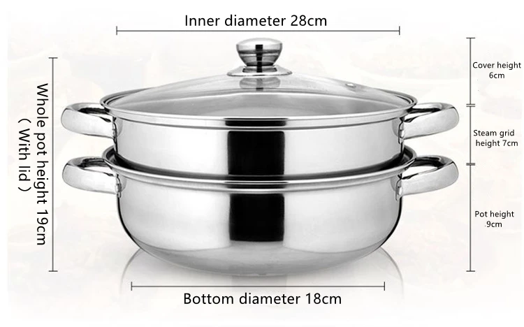 New product Chinese style stainless steel food steamer double pot cooking