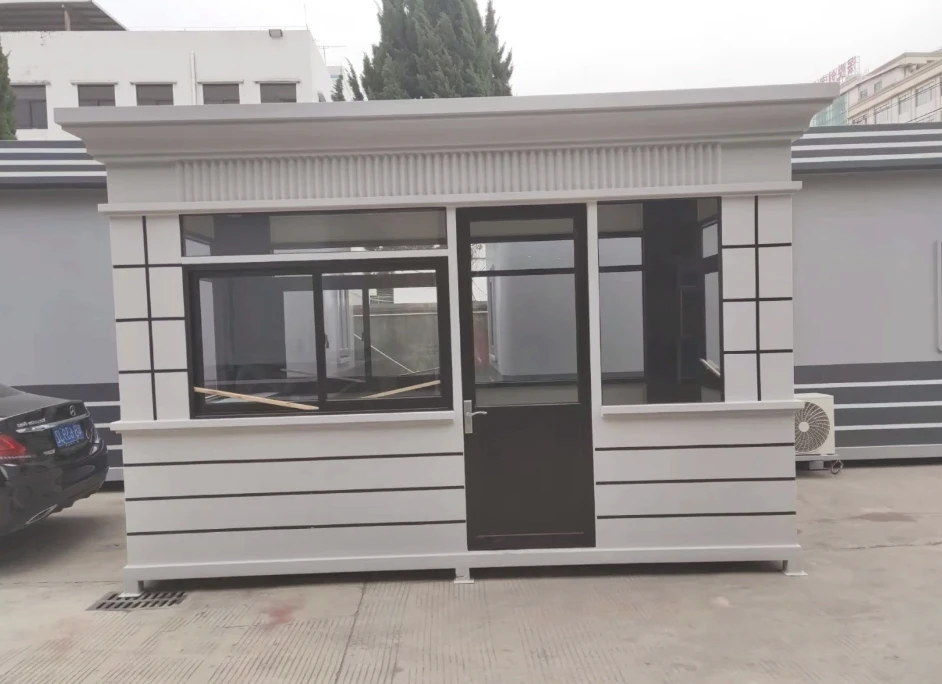 Movable European Outdoor Landscape Kiosk Factory Duty Room Parking Lot Monitor Room Steel Structure Real Stone Paint Kiosk