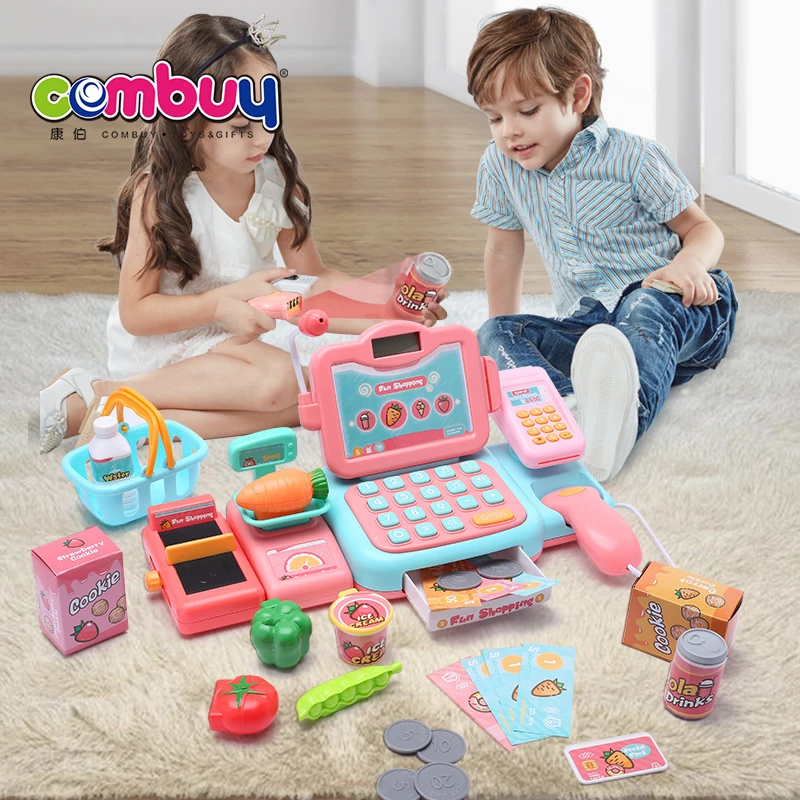 Supermarket plastic electronic toy cash register for kids