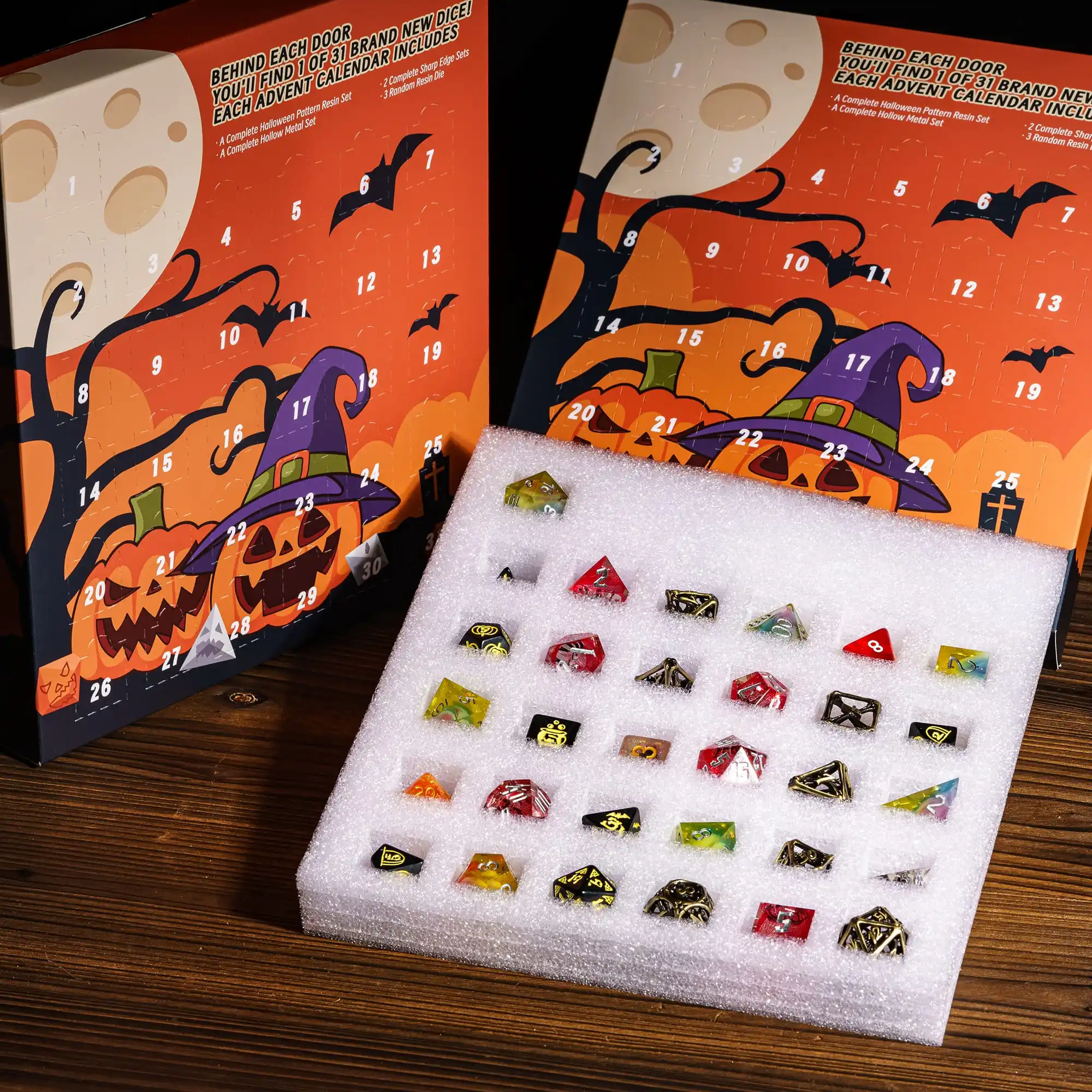 Udixi Custom Polyhedral Halloween Advent Calendar Dice Dungeons and Dragons dnd rpg dice set board game