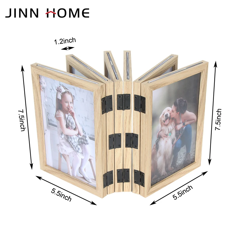 Jinnhome натуральная деревянная 5x7 дюймов Вращающаяся Рамка для картин дисплеи 12 шесть двусторонних рамок подарка или настольного декора