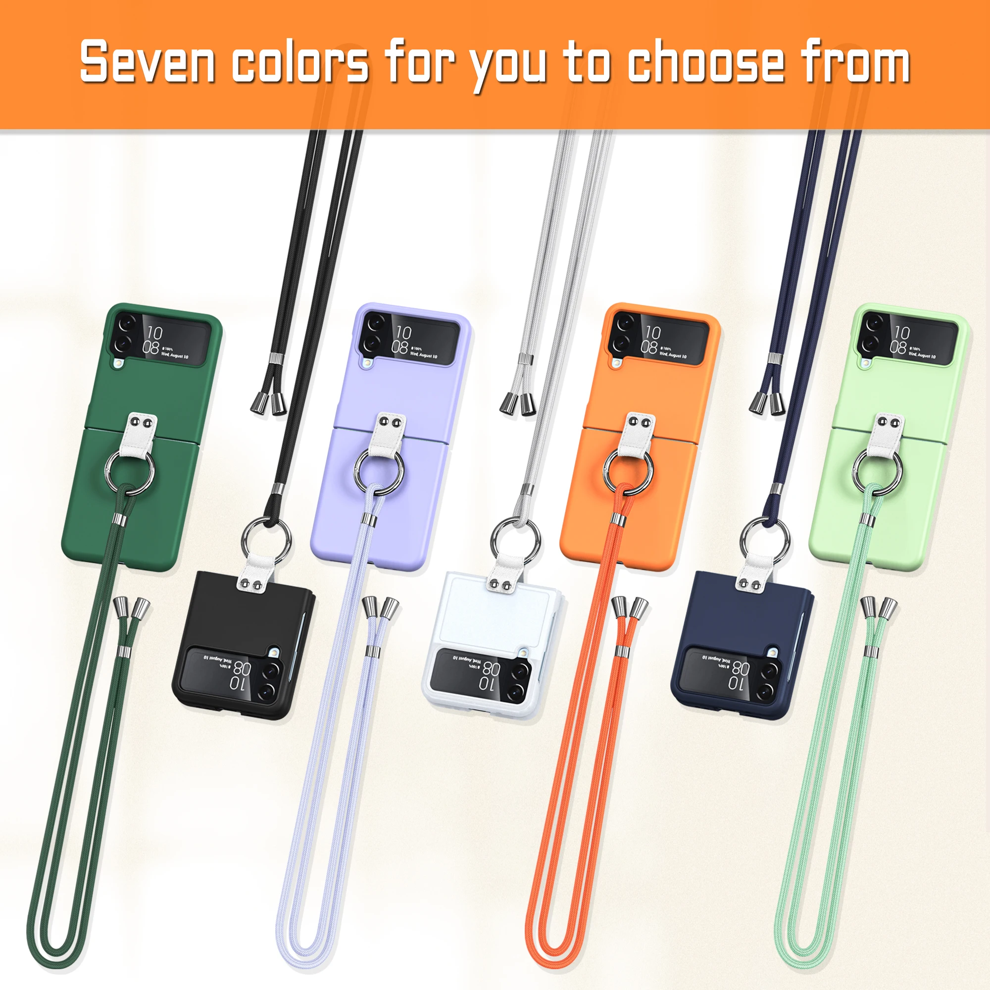 Beelan New Factory Wholesale Fashion PU Ring Strap Shockproof TPU PC Folding Mobile Phone Case For Samsung Galaxy Z Flip 4 Case