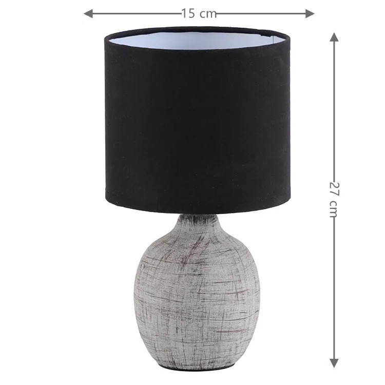 European modern table lamps cheap living room black bedside night light lamp with linen lampshade