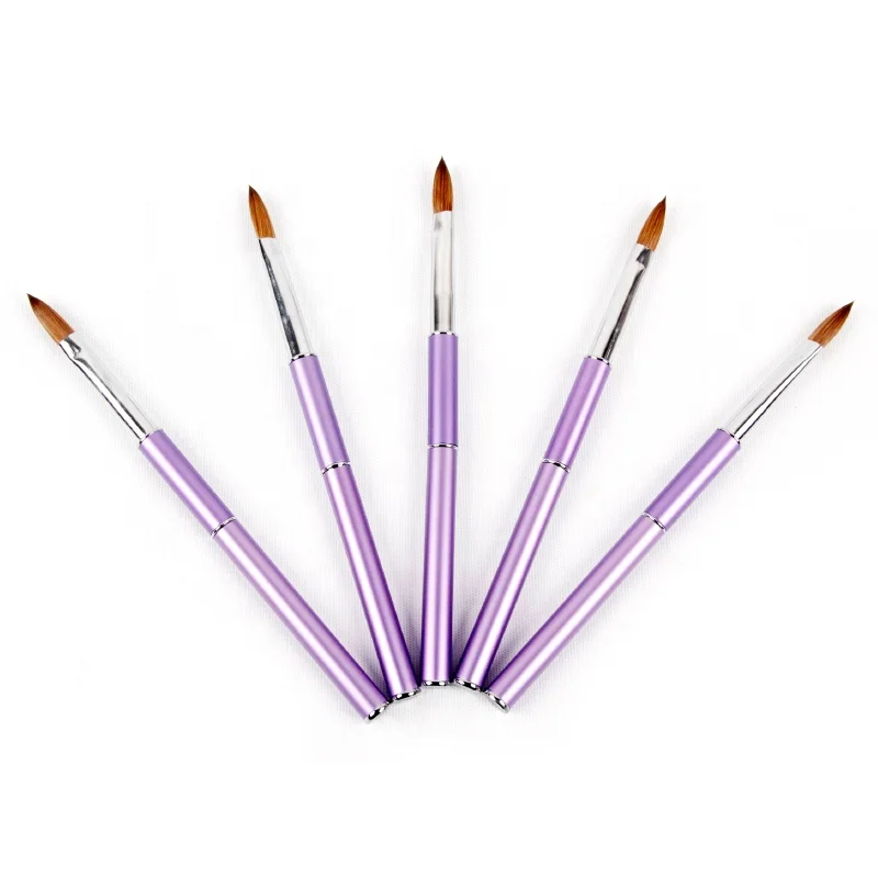 Wooden handle nail art brush very hot sale design pure kolinsky hair round shape nail pen brush