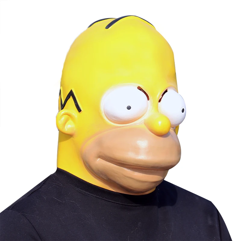 Realistic Simpsons Full Head Mask for Halloween Party Funny Horror Latex Masquerade Helmet Prop Cosplay Costume Mask
