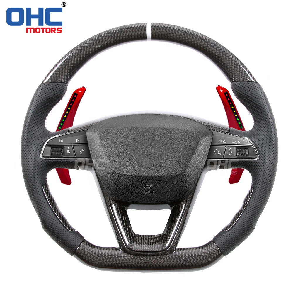 ohc motors Tuning car steering wheel for Seat st Leon Cupra mk2 mk3 LED Smart Shift Paddle Extensions Shifter