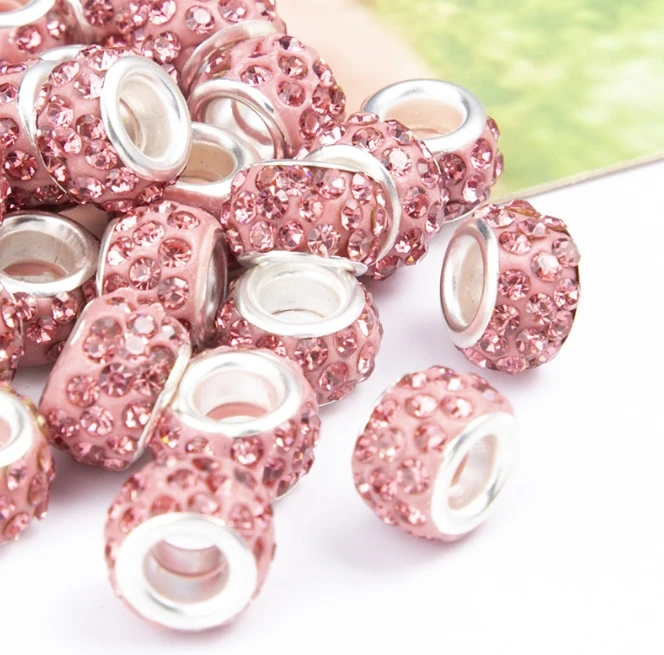 Big hole crystal beads wholesale rhinestone ball beads bling charms for bracelets bulk