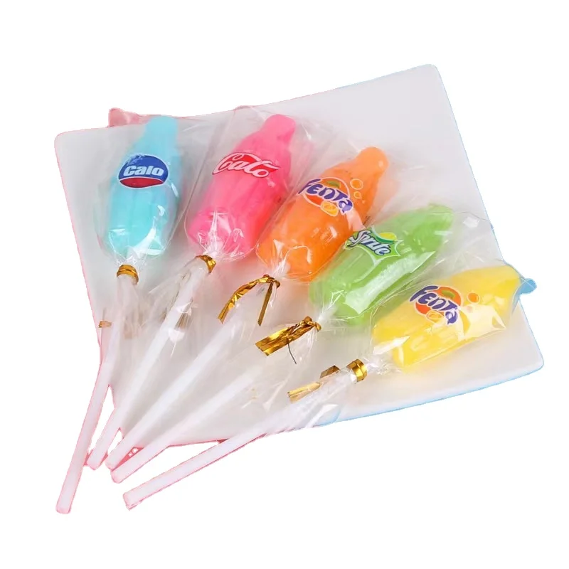Wholesale Custom Colored soda bottle shape Lollipop Hard Candy Kids Favorite