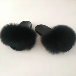 Cheap wholesale natural raccoon fur slippers slides sandals for girls