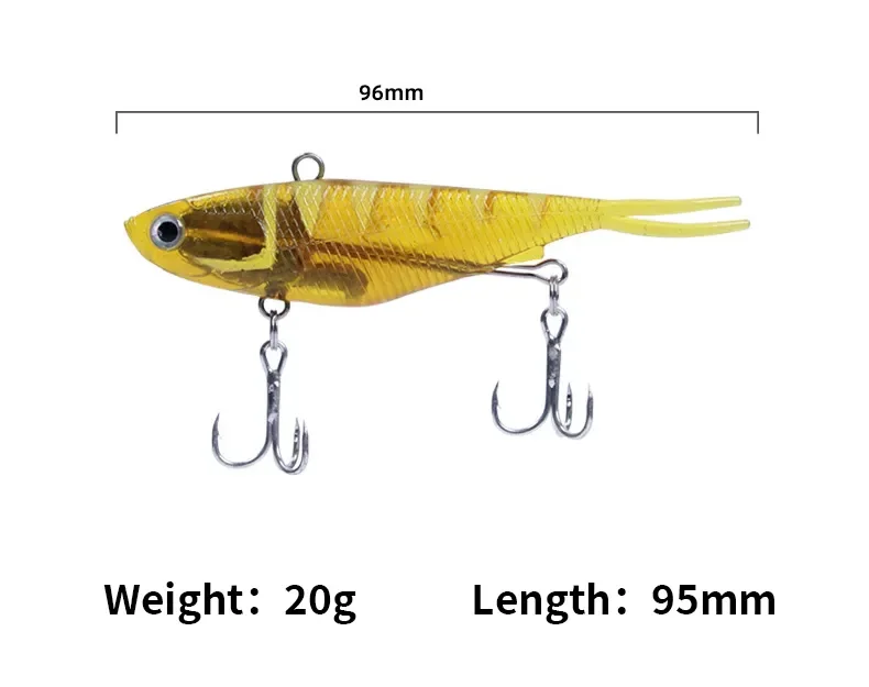 Wholesale 95Mm 20G Artificial Soft Lure With Vmc 3X Hooks Vibe Fishing Lure