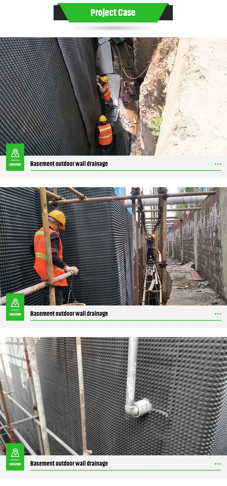 Plastic  drainage Sheet Mat Drain Board system Drainage Cell modules