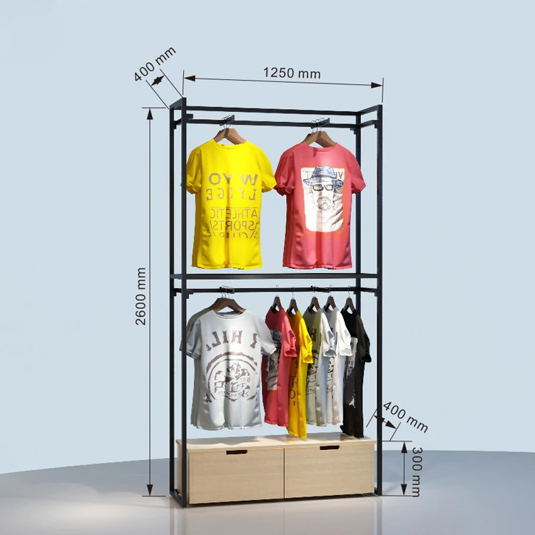 Clothing Store Display Rack Retail Apparel Golden Chromed Steel Cloth Stands Garment Gold Clothing Rack for Boutique