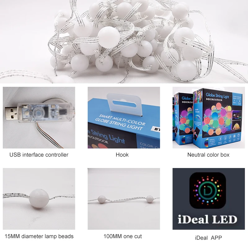 decoration lights Globe Fairy String Lights with wifi Music Control&TUYA WIFI Control 5M 50LEDS 10M 100LEDS DIY Shape Lights