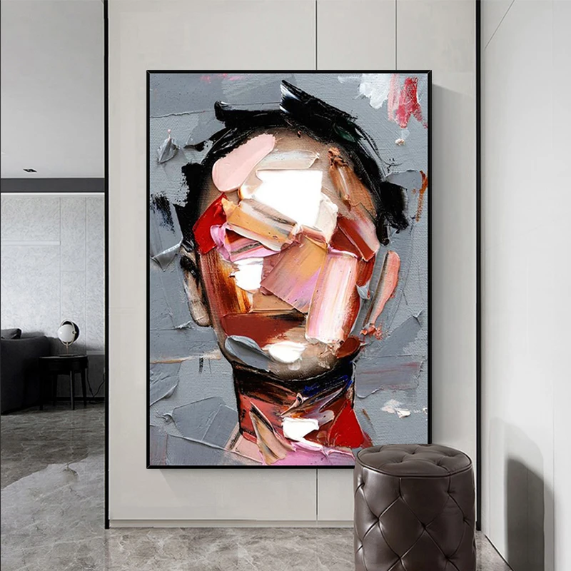 Custom Home Decor Handmade Abstract Girl Face Figure painting Canvas Art Wall Art Acrylic oil Painting