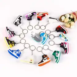 wholesale popular custom cute 3d sneaker shoe keychain mini jordan shoes sneaker and box keychain