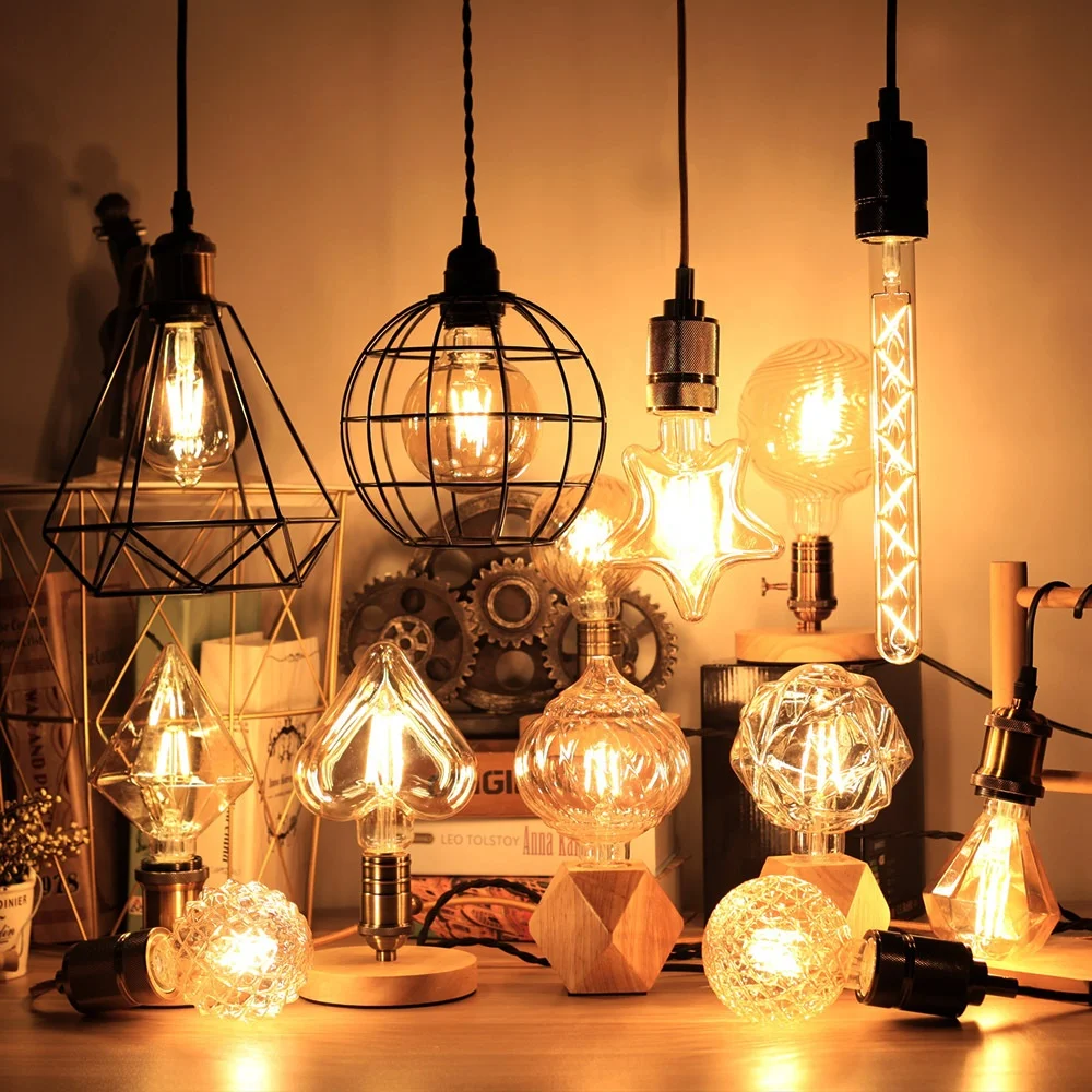 Dimmable edison light decorative lamp G80 Big Global light bulb 4W filament bulb E27 clear glass indoor lamp