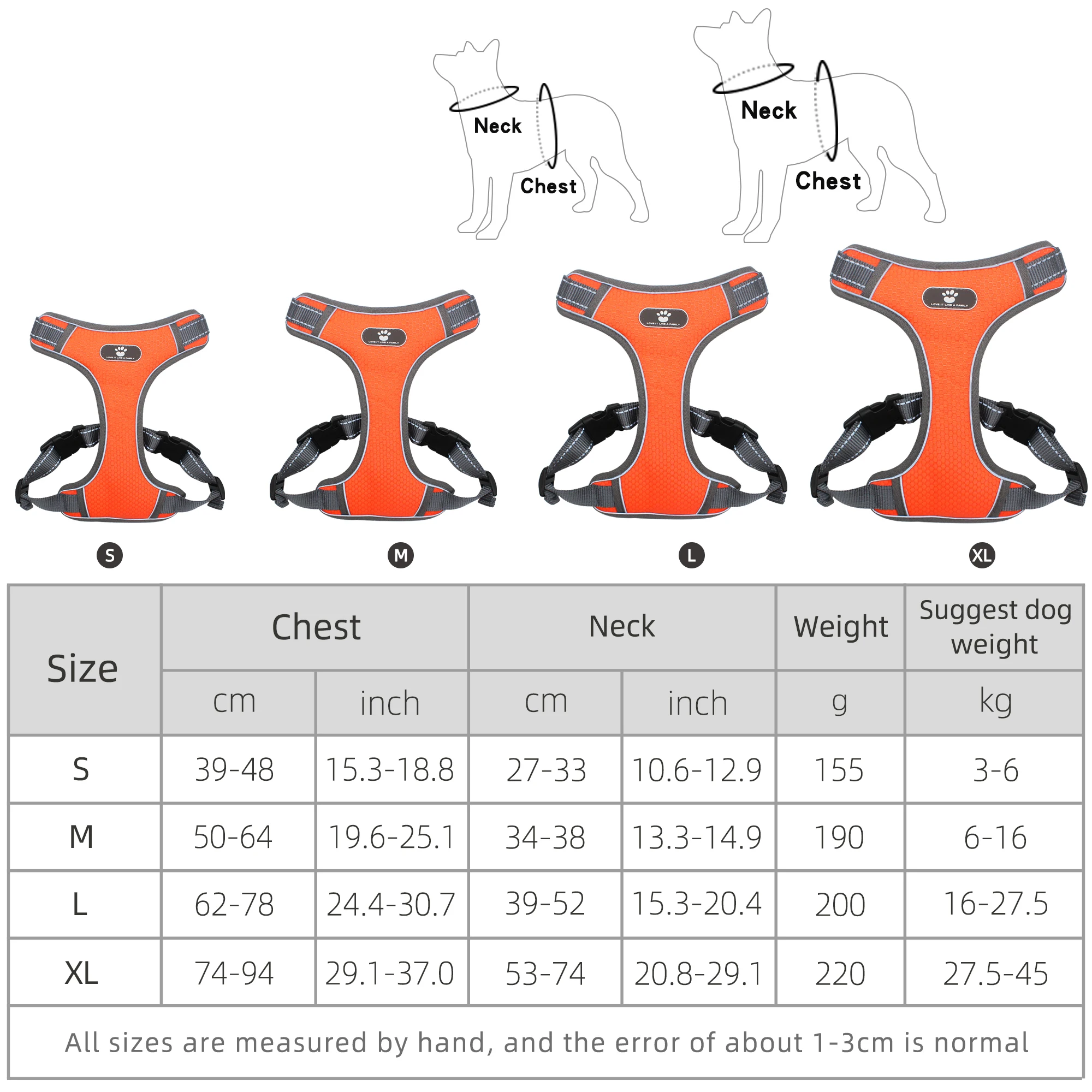 Waterproof Breathable Oxford Pet Harness, Heavy Duty Reflective Strong Dog Harness