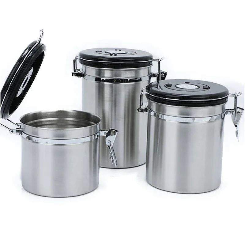 Factory Direct Sale Gold Sugar Tea Spice Stainless Silver Carbon Steel Canister Set For The Kitchen Storage Coffee Pot