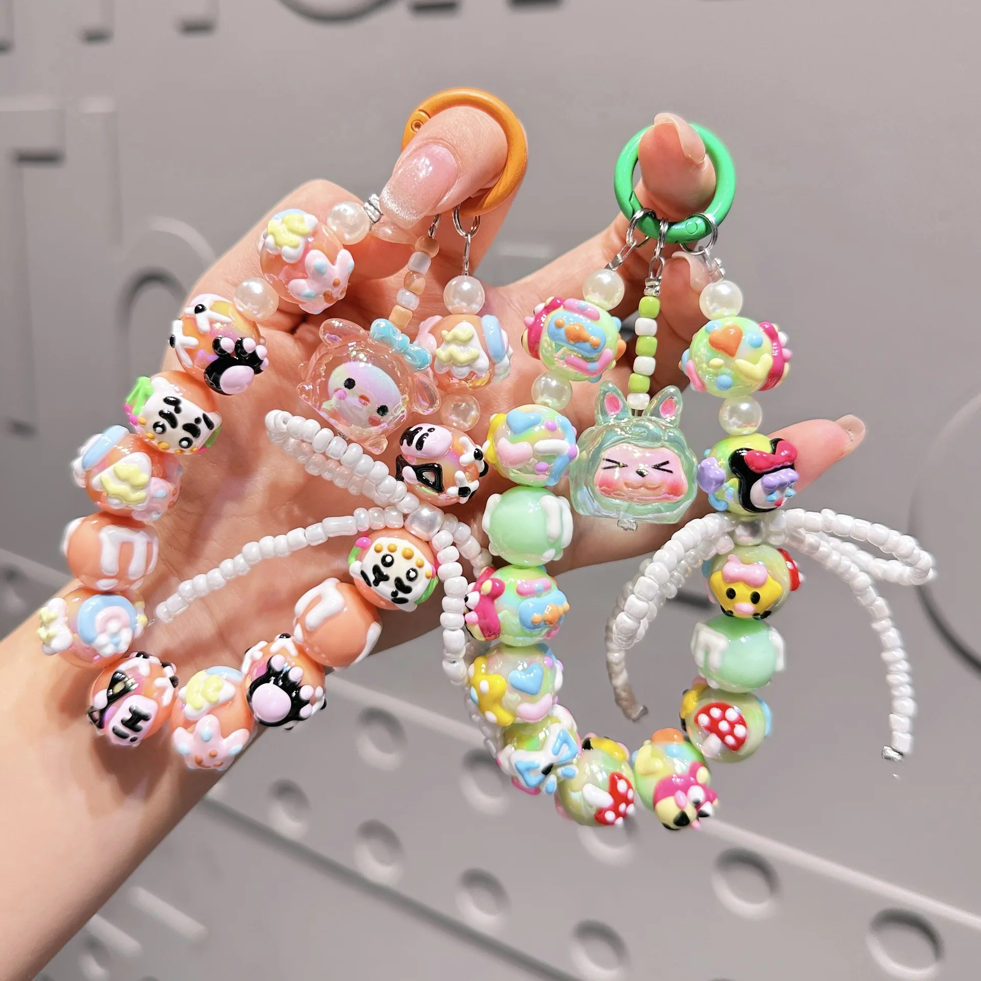 Decorative Bag Hanging Strap Wrist Lost Proof Beaded Necklace Pendant Key Chain Hand Painted Beaded Mobile Phone Chain