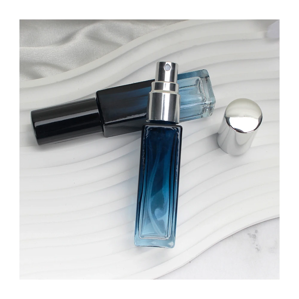 Pocket Size Thin Square Black Perfume Bottle Empty Perfume Bottles Sample 10 Ml Perfume Spray Bottle With Black Cover