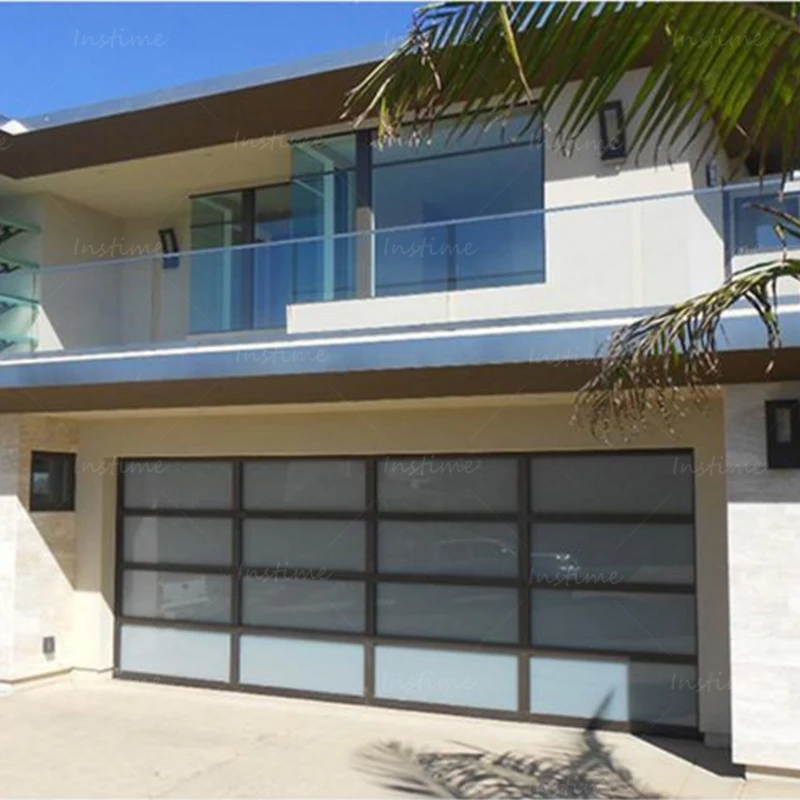 Instime Modern Design Smart Automatic Motor Lift Garage Door Double Track Aluminum Alloy Garage Doors For Villa