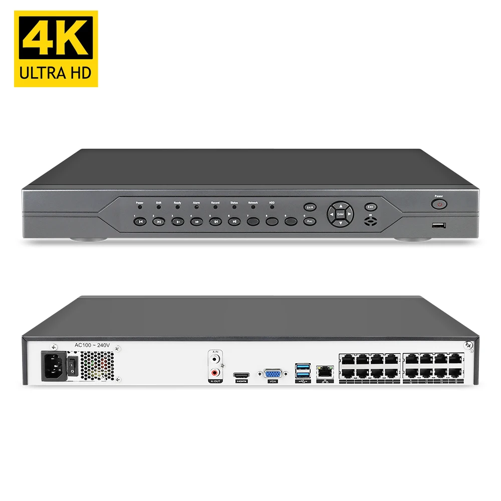 Сетевой видеорегистратор H.265 Nvr 16Ch 5Mp 4K 48V Poe для IP-камеры системы