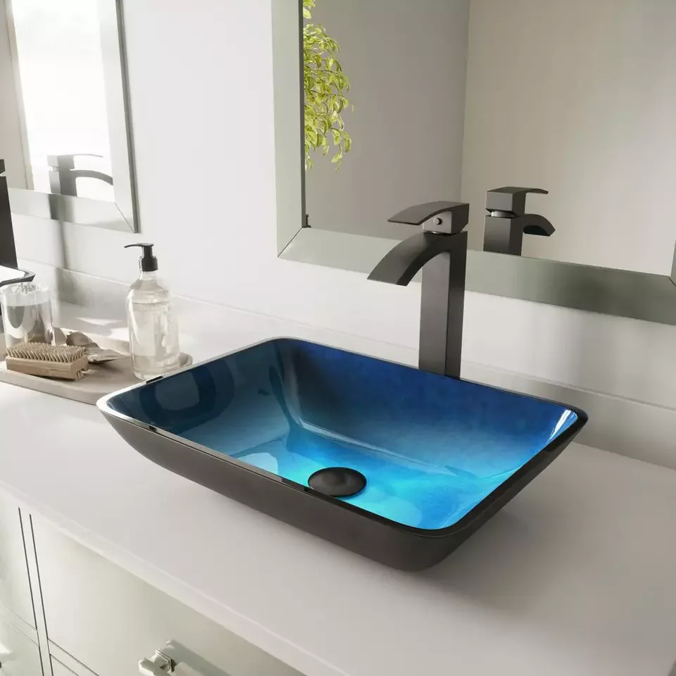 Glass Lavabo Artistic Vessel Sink Bathroom Tempered Glass Vanity Bowl