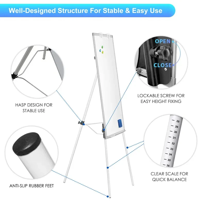 Flipchart Easel Stand White Board Tripod Height Adjustable Magnetic Portable Dry Erase Board Easel Whiteboard