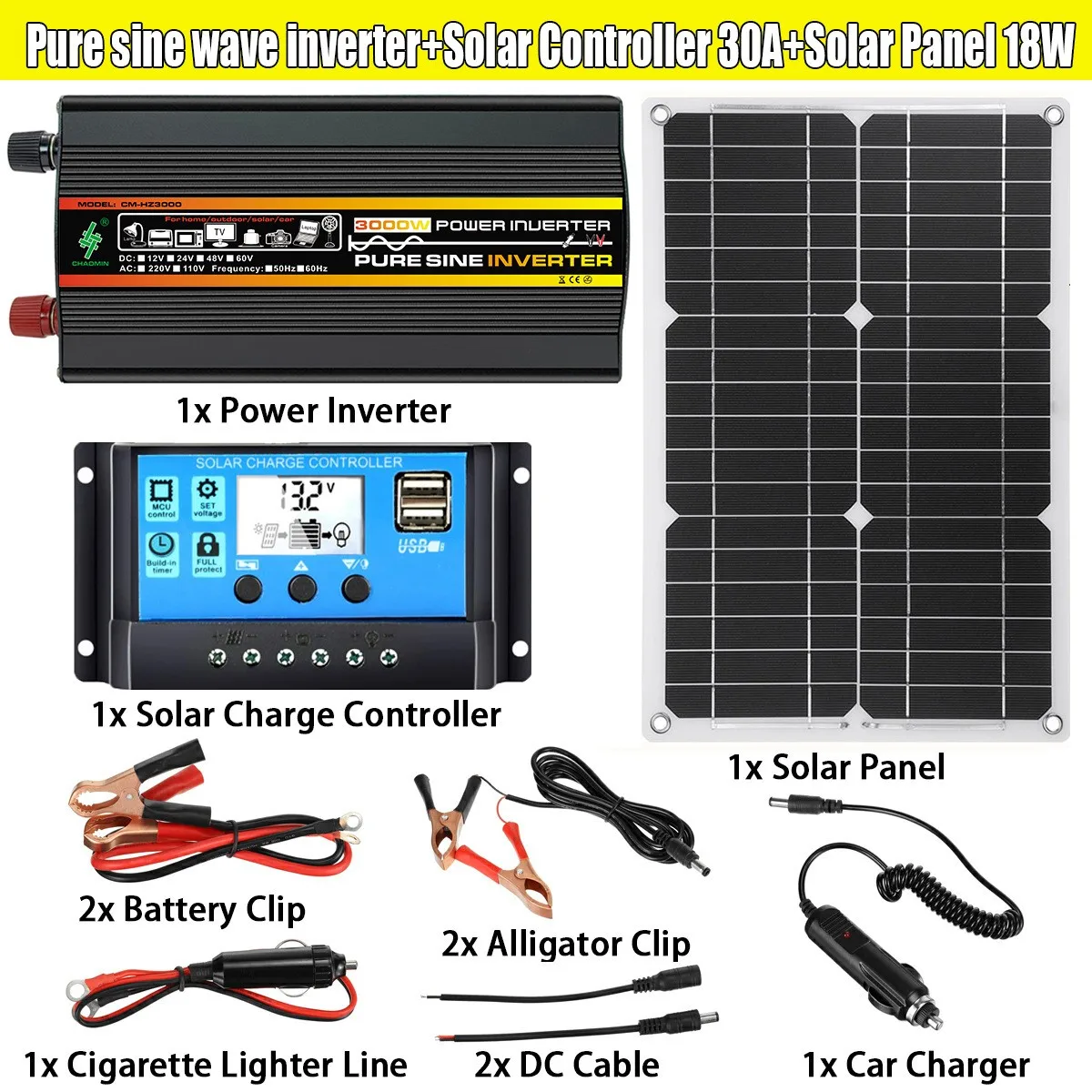 Pure wave inverter Smart Solar Charge Controller DC12V To 220V 110V Auto detective Solar System Inverter Controller Solar Panel