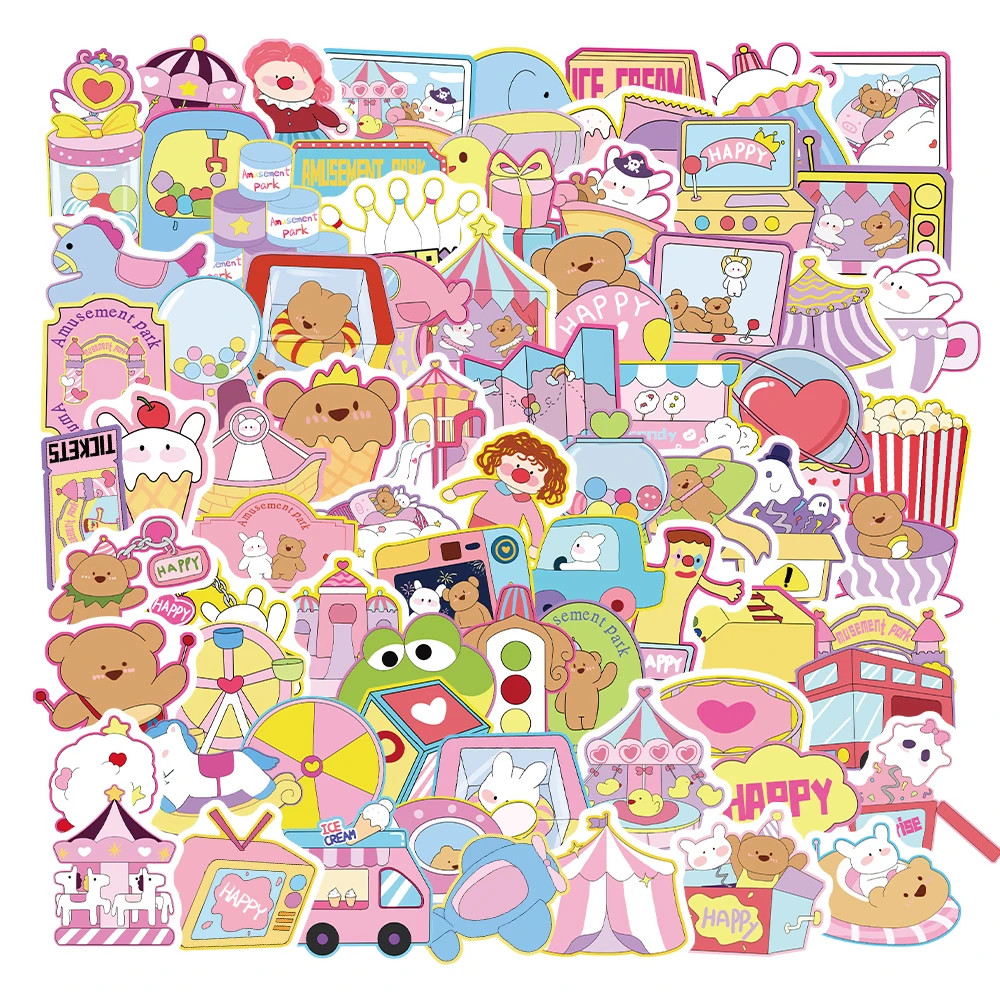 80pcs Cartoon Fantasy Amusement Park Stickers Aesthetic Graffiti Decal Diy Diary Luggage Guitar Skateboard Waterproof Sticker