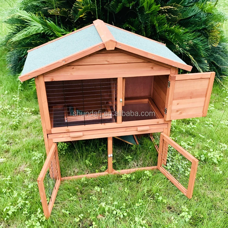 SDR009-T2 Outdoor double decker 2 story rabbit hutches wooden rabbit hutch