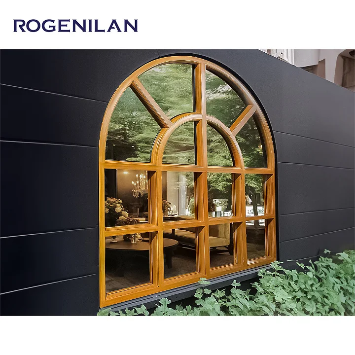 Rogenilan arched aluminum windows arch aluminium french windows arched windows with blinds