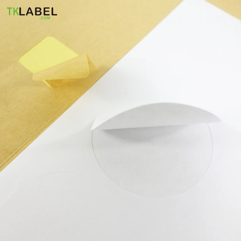 A4 Round White Glossy / Kraft Sticker Printing Label Blank Seal for Printers or Handwriting Diameter 2.5cm 3cm 4cm 6cm