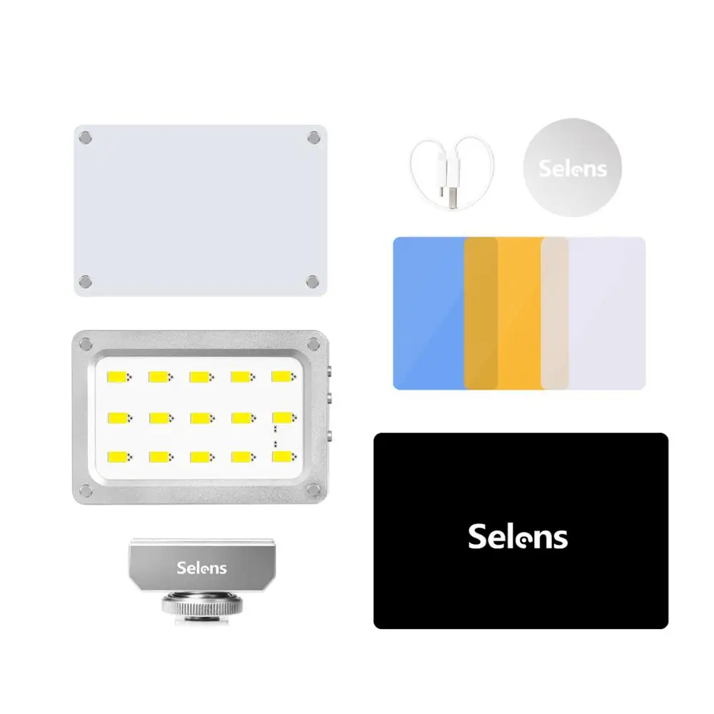 Selens Portable Mini 5500K Magnetic LED Light Fill Ligth For DSLR Video Studio Phone Camera  with 20 colors Gels Filter Kit