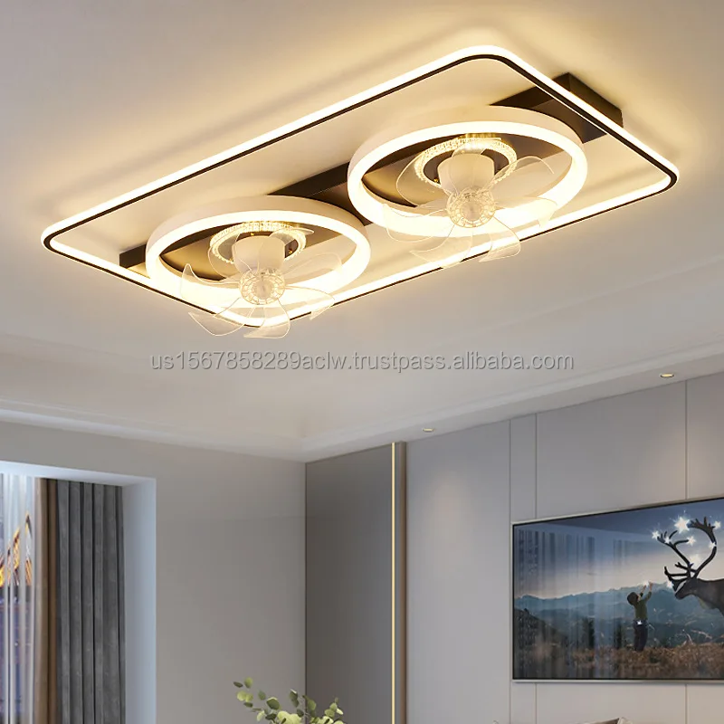 Living room bedroom table fan light three-color light source, lights with fans, six speed adjustment wind speed