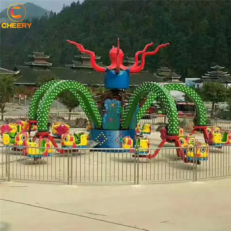 Cheery amusement park games machine mechanical equipment shaking head happy flying octopus carnival ride