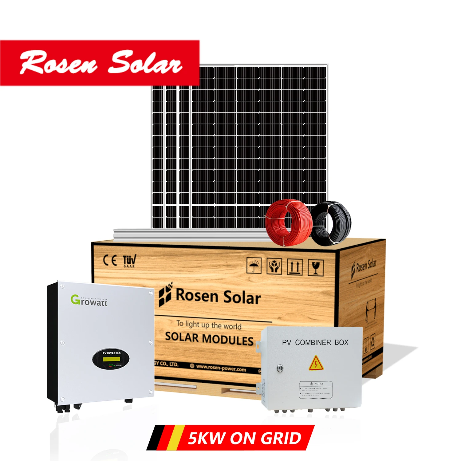 High Efficiency 5000 Watts Full Sets Solar Panels On Grid 5kw Power System Kit with Mppt Control