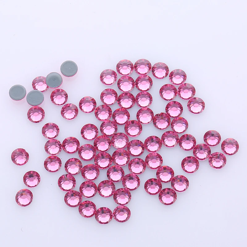 LOCACRYSTAL Brand Rose Color Nail Art Crystal Rhinestone Non-hotfix Glass Beads