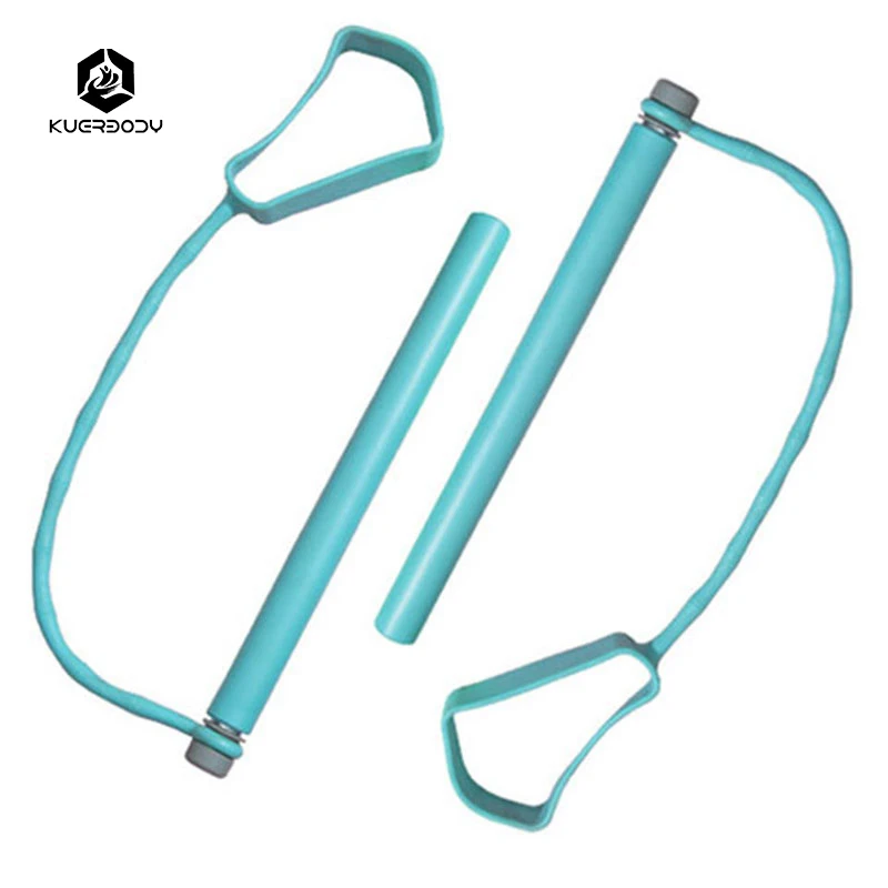 Yoga Pilates Bar Exercise Resistance Band Kit Portable Pilates Stick Muscle Toning Bar Home Poly Bag Customized Logo Availale