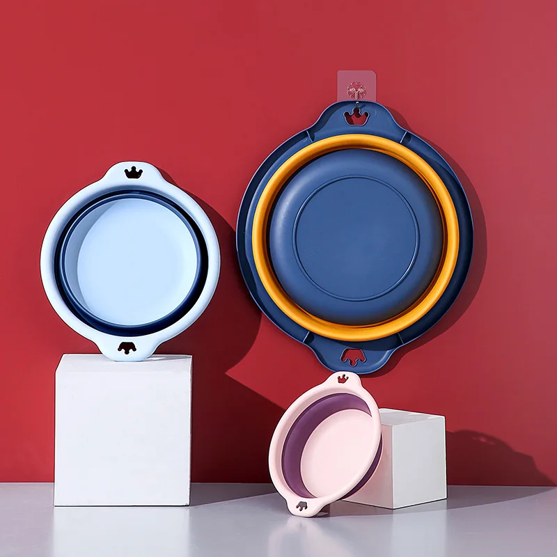 small silicone folding plastic wash basin washbasin foldable portable