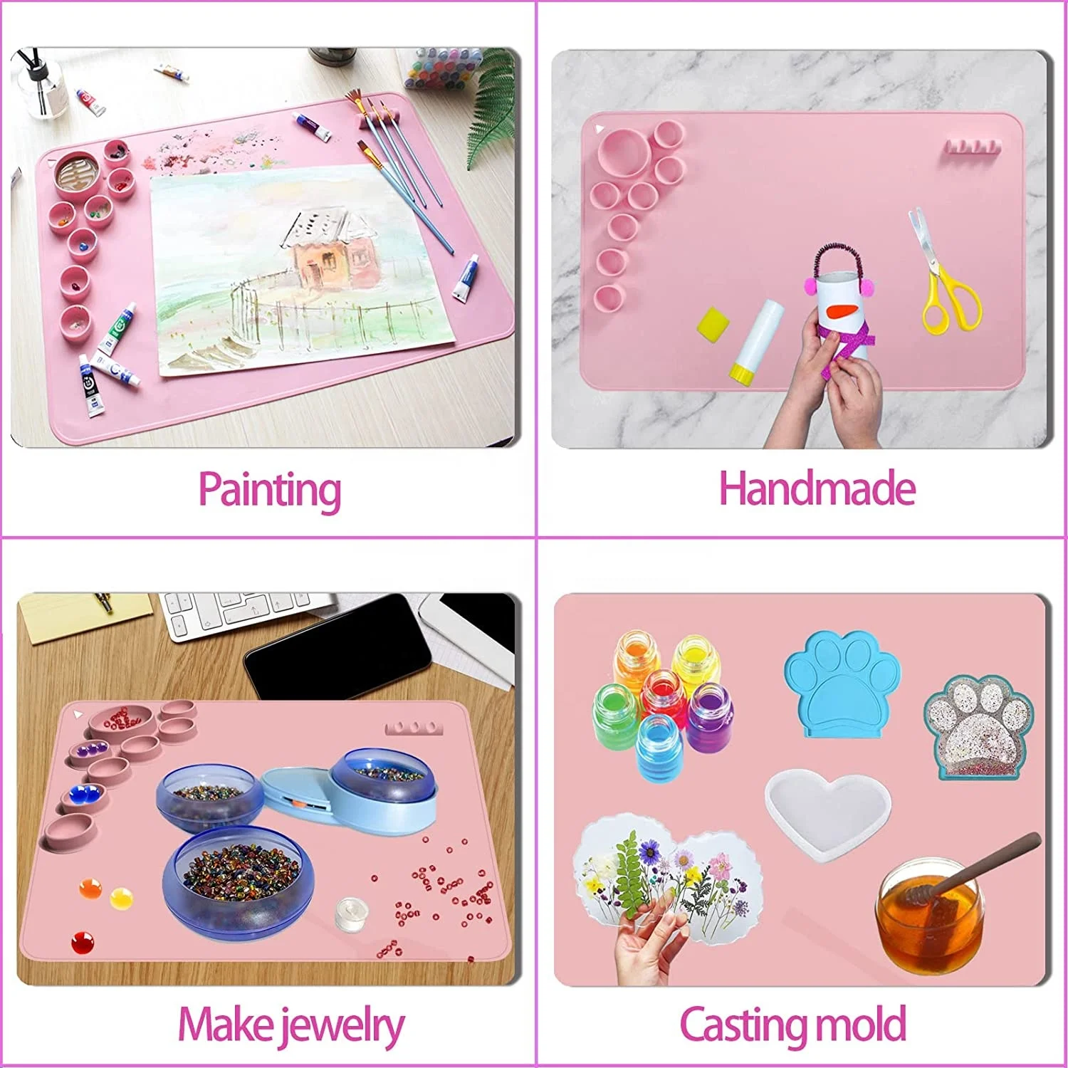 Custom Nonslip Large Resin Casting Silicone Drawing Sheet Art Painting Craft Mat Kids Paint For Crafts