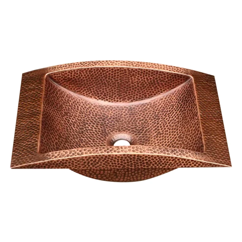 Hot sale bathroom hand wash basin aged hammer c Gorgo semi-recessed  copper sinks  Eclipse Antique Copper Drop-in Bathroom Sink