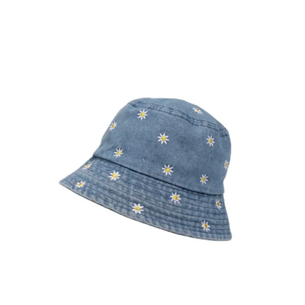 2025 High Quality Embroidery Cap Hat flower Summer Fashion Retro Cowboy Fisherman Customize Bucket Hats With Custom Logo women