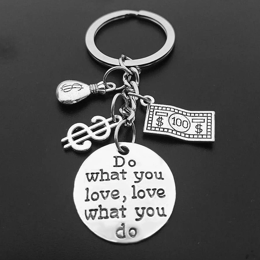 Fashion I Love Money Key Chain Jewelry Metal Abacus Calculator Bag Purse Dollar Pendant Key Ring for Accountant Gift