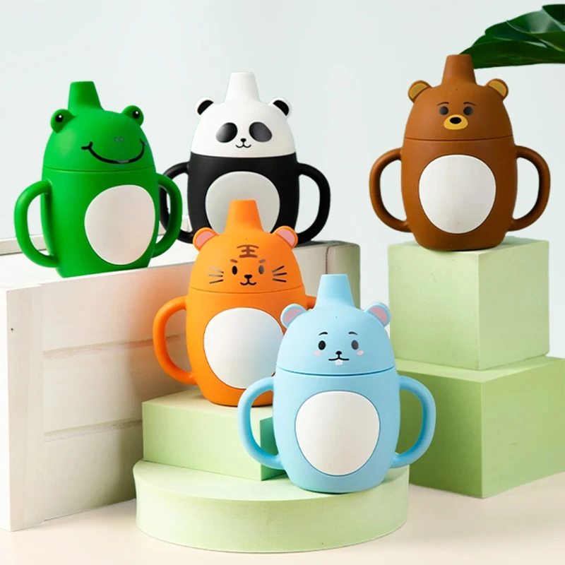 Food Grade Silicone Animal Shaped baby cup water Non Spill Kids Toddler Children Drinking Water Training Sippy Cup