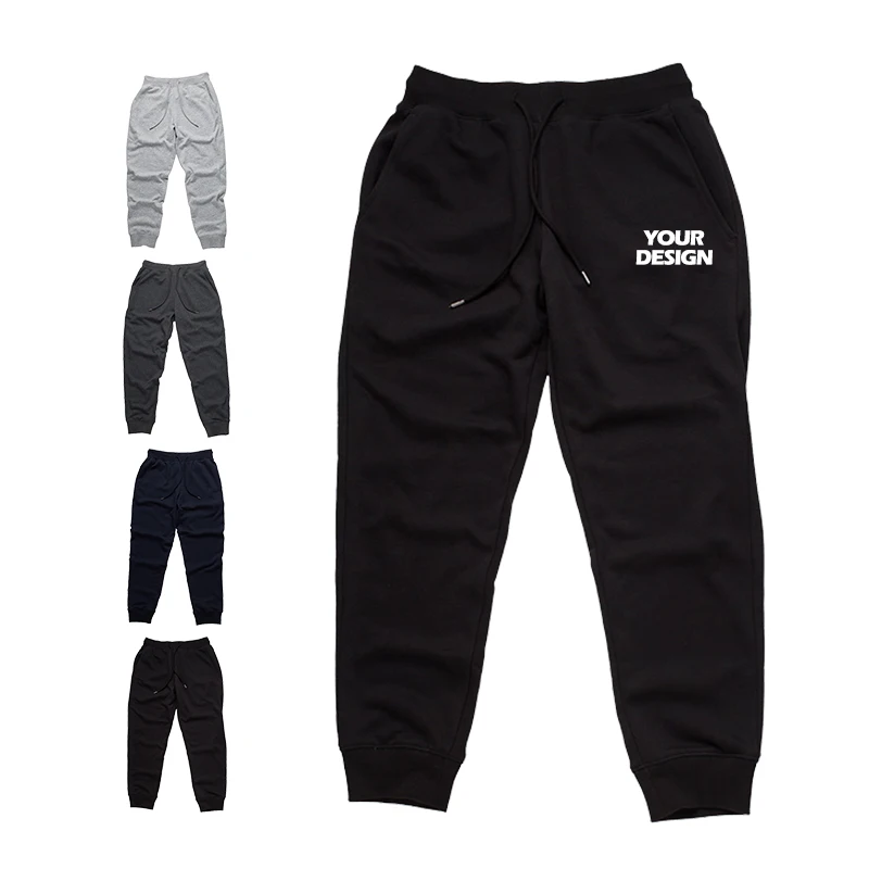 Training Straight Leg Cotton Grey Mens Plain Pullover Logo Printing Custom Sweatpants