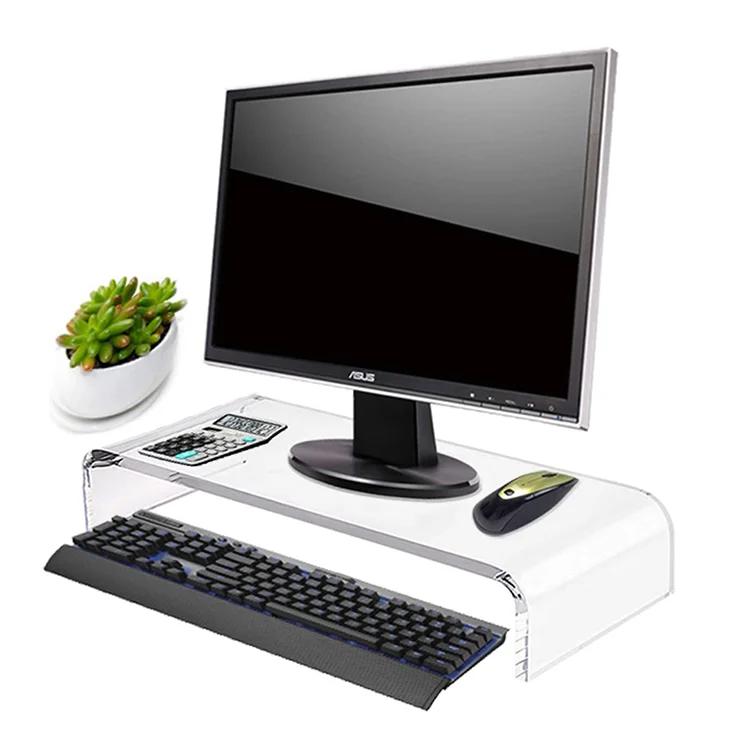 Monitor Desk Stand Acrylic Laptop Stand Riser Custom Size Clear Sturdy Platform PC Transparent Modern Commercial Furniture T/T