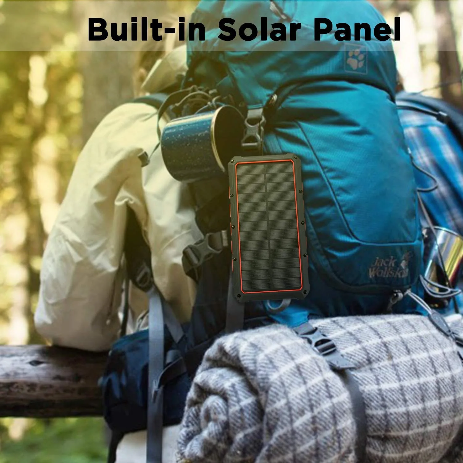 Camping Hiking 36000mah Solar Panel Charger Power Pover Bank 18W Dual USB Wireless Magsafe Powerbank with Strong LED Light